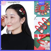 ของขวัญ XINYANG941727ปิ่นปักผมกิ๊บติดผมมนุษย์หิมะลูกอมคริสต์มาส Barrettes ซานตา