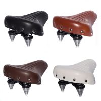 Comfortable Mountain Bikes Seat Road Bicycles Seat Soft Wide Thicken Saddle Vintage Leather Pad With Spring Cycling Parts Saddle Covers