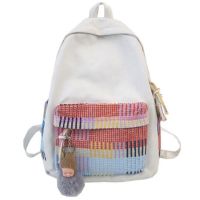 Backpack Girls Canvas College Style Shoulder Bag Fashion Harajuku School Bag Check Travel Backpack