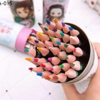 สี สีไม้  ดินสอสี ❖พร้อมส่งในไทย ดินสอสีไม้สามเหลี่ยม สีไม้พร้อมหัวยางลบ สีไม้ลายดาบพิฆาต  สีไม้ลบได้ 36 สี☬