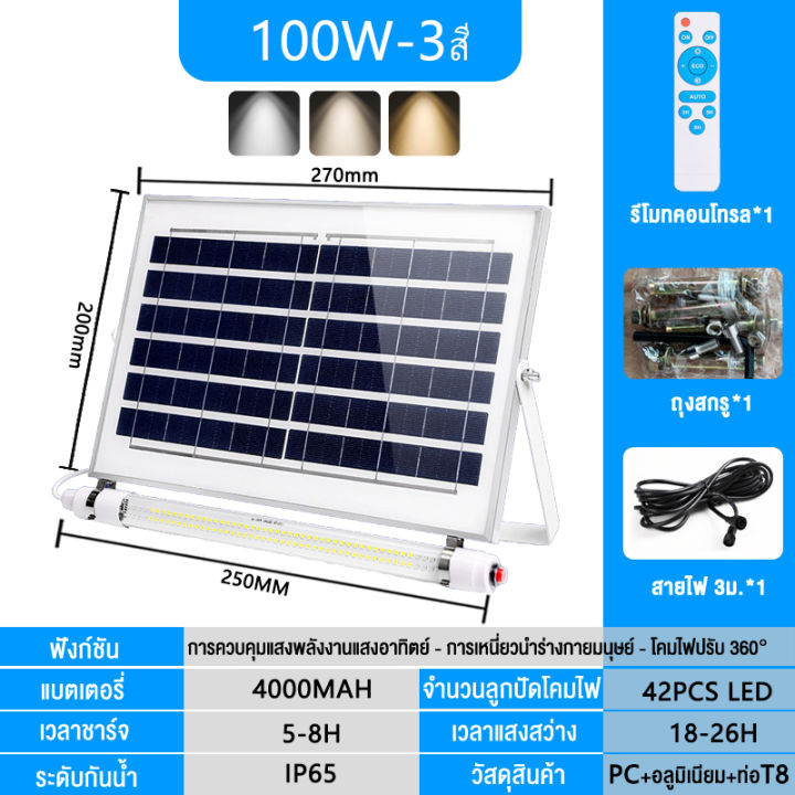 หลอดไฟโซล่าเซลล์-300w-หลอดไฟ-led-หลอดไฟยาว-หลอดประหยัดไฟ-led-แหล่งกำเนิดแสงสามแหล่ง-สว่างมาก