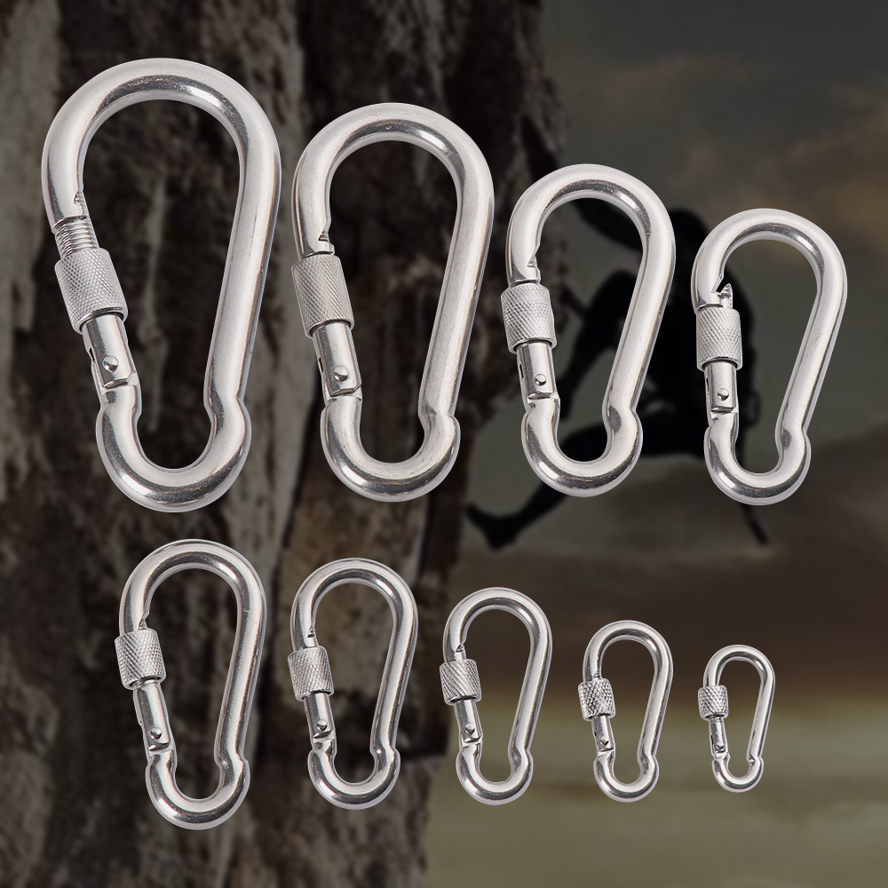 Steel Outdoor Climbing Gear Safety Snap Hook Lock Ring Travel Kit Carabiner 