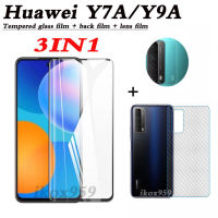 เหมาะสำหรับ: (3ใน1) Huawei Y7A Y9A Y8S Y9S Y6S Y8P Y7P Y6P Y5Pหน้าจอกระจกเทมเปอร์ฟิล์ม + กล้องฟิล์มเลนส์ + คาร์บอนไฟเบอร์ฟิล์มด้านหลัง