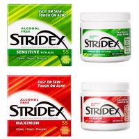 Stridex Alcohol Free ลดสิว รักษา สิว โทนเนอร์แผ่น แผ่นสําลี สําหรับ ทําความ สะอาด ผิวหน้า