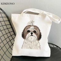 【ACD】   Shih Tzu Mom กระเป๋าช้อปปิ้งร้านขายของชำ Eco Tote กระเป๋าผ้าฝ้าย Shoping Ecobag Sacola Cabas