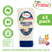 Praise Mayonnaise Whole Egg มายองเนส ผสมไข่ 335g แพ็ค 3 ขวด