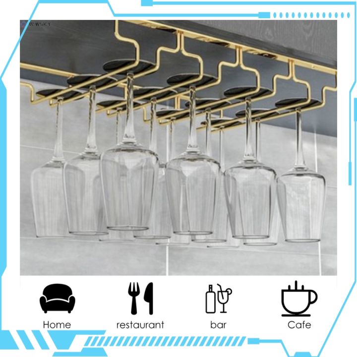 14 Inch Gold Glass Rack Under Cabinet Holder Stainless Steel Stemware  Hanging For Kitchen Bar Set Of 1/2 Lazada PH