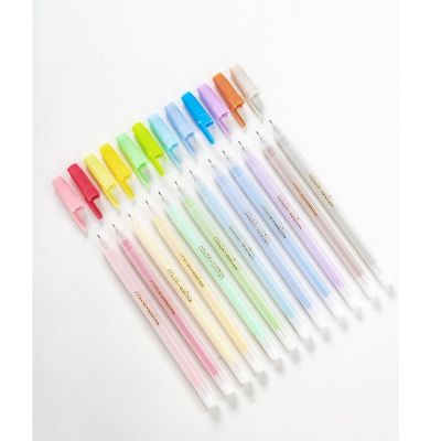 12pcs Jelly Color Fine Gel Pen Set  0.5mm Ballpoint Tip for Drawing Highlighting Marker Liner Office School A6282 Pens