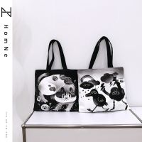 Ding Ji Illustrator Cooperation Model Original Cute Shoulder Bag Simple Large-capacity Canvas Bag Recycling Bag 【BYUE】