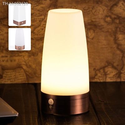 ✑☄♝ LED Night Light Mini Motion Sensor Night Lamp Battery Powered LED Bedside Lamp Energy Saving Nightlight Reusable Household