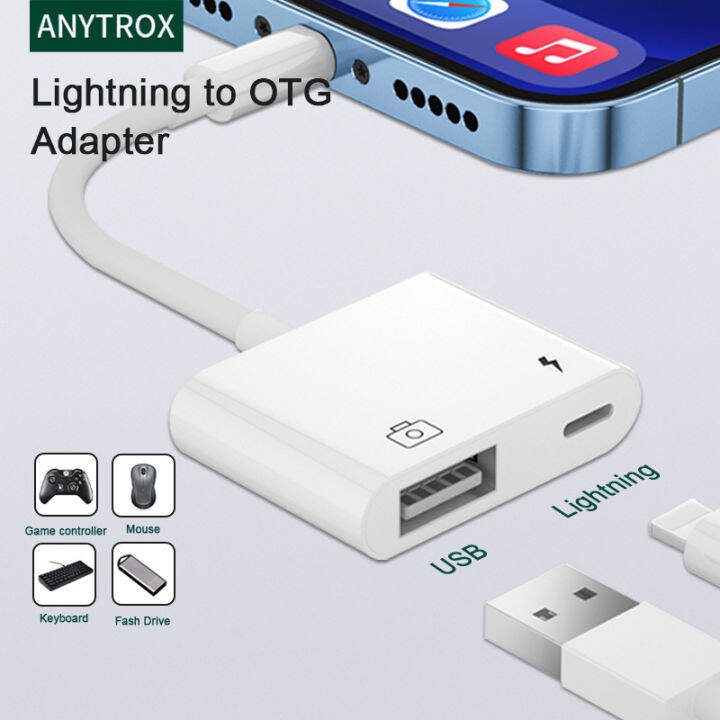 Anytrox Lightning Cable To Otg Usb Adapter Splitter Camera Hubs Connector With Charging Port 9279