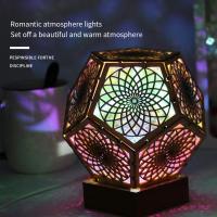 LED Night Lights Bohemian Floor Projector Atmosphere Lamp Irregular Geometric Light Home Decor Bedroom Bedside Standing Lamp