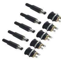 10PCS (5Pairs) DC12V 5.5 x 2.1mm Plastic Male Plugs DC022 DC Power Socket Female Jack Screw Nut Panel Mount ConnectorWires Leads Adapters