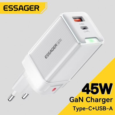 Essager 45W Gan USB ชนิด C R PD QC 3.0ชาร์จเร็วสำหรับ14 13 Pro Samsung การเดินทางด้วยความรวดเร็ว