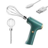 Green Hand Mixer Hand Mixer Kitchen Handheld Egg Beater อุปกรณ์ครัว USB Charging Baking Cake Double Stick Configuration