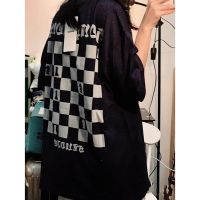 COD tjjs079 2022 New Japanese Womens T-shirt Personalized Checkerboard Print Summer Oversize Loose Female Fashion Short Sleeve Clothing Harajuku Round Neck Student Tops