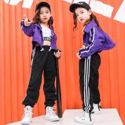 [COD] JAZZ Korean version of the color-blocking jacket girl childrens female hip-hop performance trendy autumn