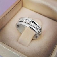 CIFbuy  Classic Wedding Women Ring Simple Finger Rings With Middle Paved CZ Stones Understated Delicate Female Engagement Jewelry