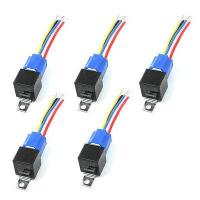 5 Pcs 1NC 1NO SPDT ซ็อกเก็ตเซรามิก5ขาเชื่อมต่อรีเลย์รถ DC 12V 40 Amp