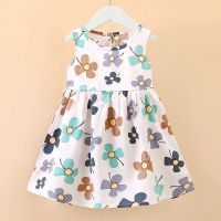 Casual Baby Girl Vest Cotton Infant Dress Toddler Sleeveless A-Line Pleated Kids Clothes Mini Princess Dress