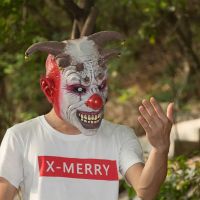 Horror Bell Clown Mask Head Cover Jingle Jangle Clown Mask Cosplay Halloween Demon Grimace Carnival Party Costume Props