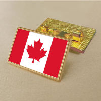 Canadian flag pin 2.5*1.5cm zinc die cast PVC colour coated gold rectangular rectangular medallion badge without added resin