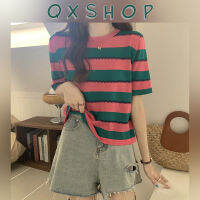 QXshop พร้อมส่ง เสื้อยืดผญลายทางกรีนลายซิปสลับสี มีให้เลือก 4 สี 4 แบบ? เสื้อแฟชั่นผญน่ารักๆเรียบๆใส่ทำงาน ใส่เที่ยว เสื้อผญผ้านิ่มใส่สบาย ระบายอากาศได้ดี?