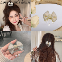 【♡Lovely girls house♡】2022ใหม่โบว์มุก Rhinestone กิ๊บสำหรับผู้หญิงสไตล์เกาหลีพู่อุปกรณ์ผม