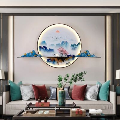 BERTH โคมไฟติดผนังที่ทันสมัยในร่มสร้างสรรค์ภูมิทัศน์จีนจิตรกรรมฝาผนังพื้นหลังข้างเตียงหน้าแรกห้องนั่งเล่น Sconce LED