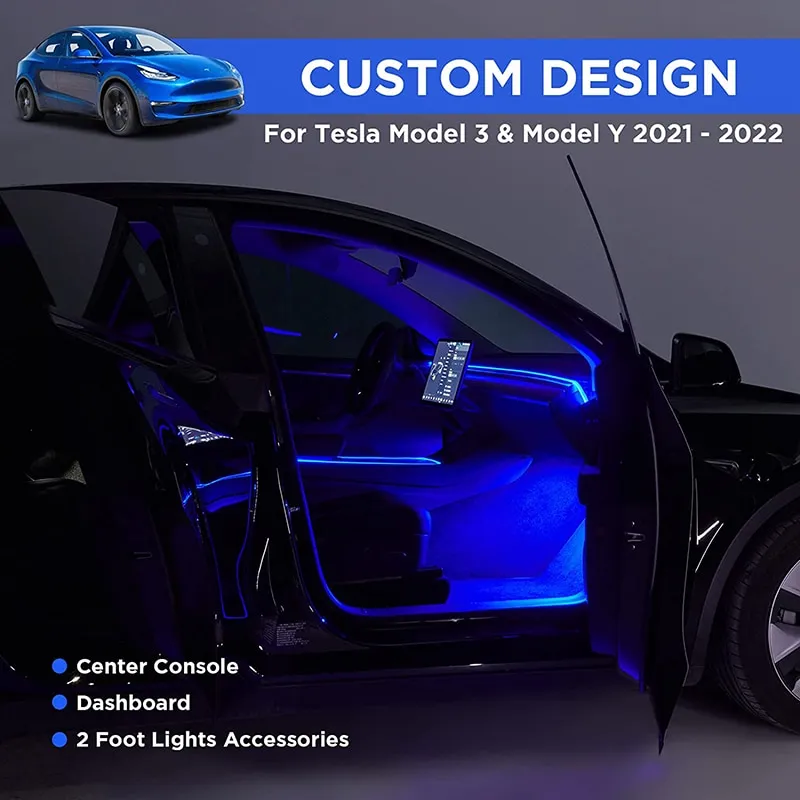 Center Console Dashboard Foot Lights RGB LED App Controller For Tesla Model  3 Model Y 2019-2022 Ambient Lighting Car Neon Lights