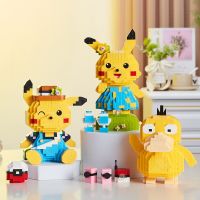 Micro Building Blocks Kawaii Pokemon Pikachu Dance Music Psyduck Assembled 3D Model Mini Bricks Figure Toy For Kid Gifts