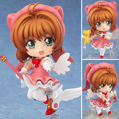 หุ่นฟิกเกอร์แอ็กชันการ์ดตุ๊กตาภาพอนิเมะ Captor Sakura นาญี่ปุ่นน่ารักมีข้อต่อที่สามารถเคลื่อนย้ายได้ขนาด10ซม. Nendoroid Q