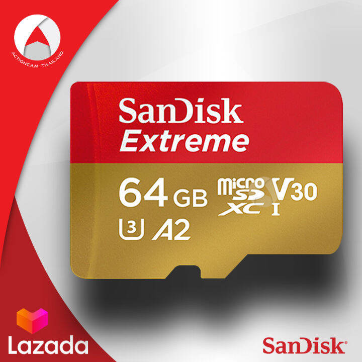 sandisk-extreme-microsdxc-card-v30-u3-a2-64gb-170mb-s-r-80mb-s-w-sdsqxah-064g-gn6gn-1-mobile-gaming-lifetime-limitedแท็บเล็ต-โทรศัพท์-มือถือ-สมาร์ทโ