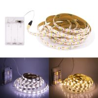 【CW】 8mm Width 2835 Strip Lights 60LEDs/m 1M 5M Tape with Battery White/Warm 3AA Powered