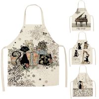 Cartoon Animal Style Cute Cat Pattern Kitchen Apron For Women Bibs Household Cleaning Pinafore Home Cooking Aprons Chef Apron Aprons