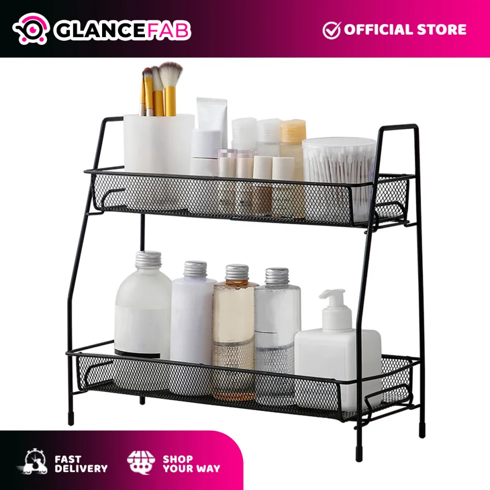 Black L 2-tier Countertop Shelf Kitchen Spice Rack Organizer Detachable  Iron Storage Shelf For Bathroom Small Storage Rack Makeup Fruits Snacks  Basket