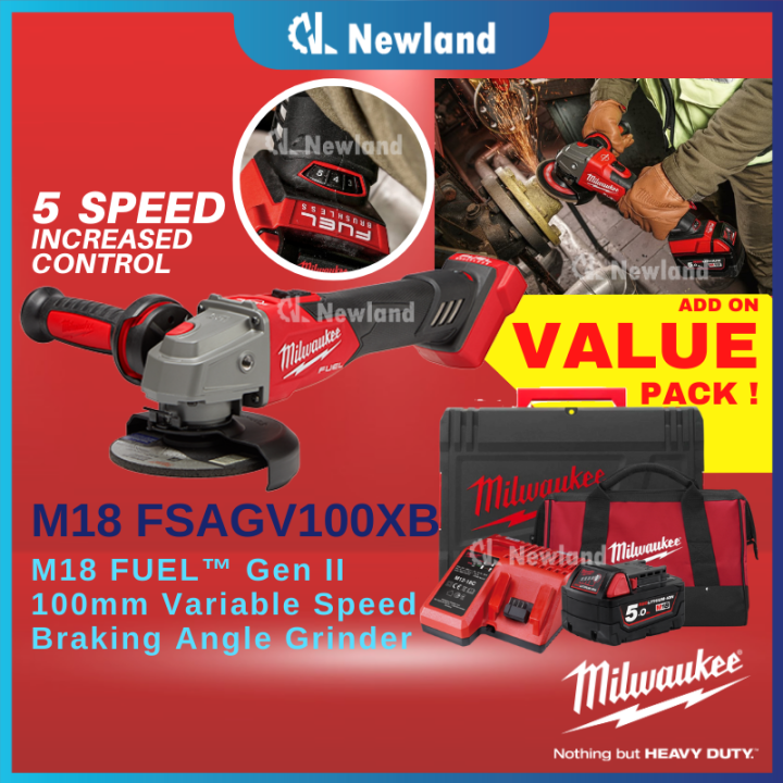 Milwaukee M18 Variable Speed Braking Angle Grinder With Slide Switch