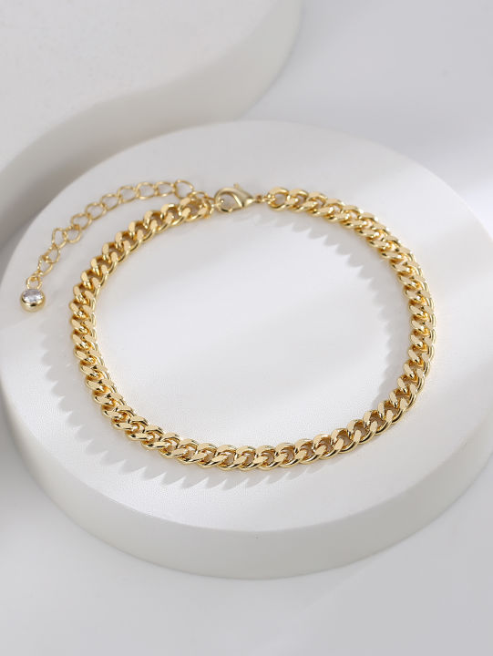 Gold cuban hot sale link anklet