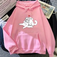 Sudaderas con capucha de Simons Cat Kawaii para hombres y mujeres, sudaderas casuales Harajuku, ropa de calle de lana de Manga/cómic