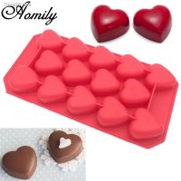 ▩▽ Aomily 14 Holes Romantic Heart Shaped 3D Chocolate Cake Mold Bakeware Silicone Handmade Pop Candy Pudding Muffin Icecream Mould