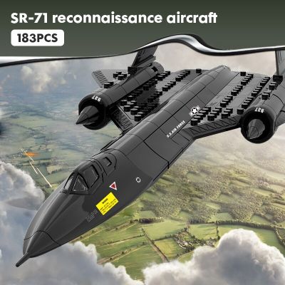 กองทัพอากาศสหรัฐ SR-71เครื่องบินลาดตระเวนแบล็กเบิร์ดหุ่นอัลลอยเครื่องบินรบของเล่นเด็กต่อบล็อก Mainan Balok Mainan Balok ของขวัญ