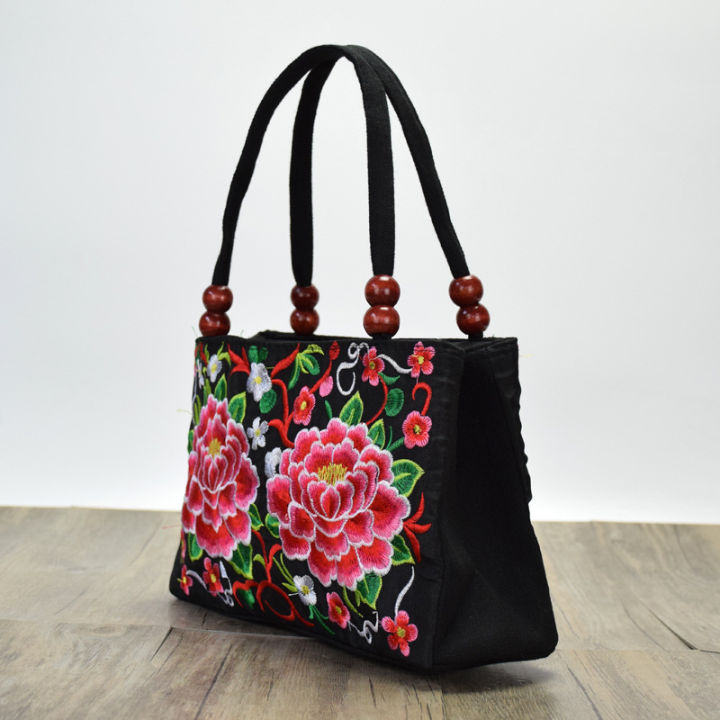 กระเป๋าถือผู้หญิงปักลายกระเป๋าปักลายสไตล์ชนเผ่ามีซิปคู่กระเป๋าสี่เหลี่ยมเล็ก-ลายดอกไม้คละแบบ