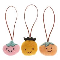 【LZ】❐  Fruta dos desenhos animados Nome Tag Charme Keychain abacaxi Laranja Maçã Boneca De Pelúcia Recheada Boneca Laranja Anti-perdido Chaveiro Decoração Saco