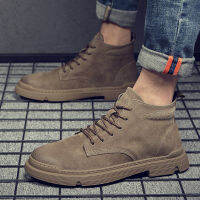 Brown Khaki Leather High-quality Mens Martin Boots Classic Trend Ankle Boots Motorcycle Riding Shoes British Shoes EU39 EU40 EU41 EU42 EU43 EU44