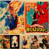 ♠☞♚ My Hero Academia โปสเตอร์ภาพวาด Shoto Todoroki กระดาษคราฟท์ญี่ปุ่น Anime Wall Art พิมพ์ตกแต่งบ้านของขวัญวันเกิดห้องเด็ก