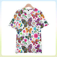 Women/Girls Lovely Butterfly Print Casual Short Sleeve T-Shirt Loose Fit