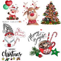 hotx【DT】 Patches on Cartoon Claus Iron-on Transfer for Clothing Thermoadhesive Stickers Gnome Elk