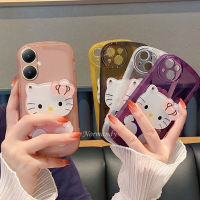 เคสโทรศัพท์ขายดีสำหรับ VIVO Y27 4G 5G / Y78 5G / Y02T สีเรียบง่ายแฟชั่นการ์ตูนน่ารักเคสโทรศัพท์มือถือพร้อมกระจกแต่งหน้าลายการ์ตูนน่ารักเคสใสกันกระแทกฝาครอบกล้อง