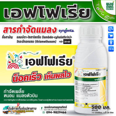 เอฟโฟเรีย (แลมบ์ดา-ไซฮาโลทริน+ไทอะมีทอกแซม) 500 ml. กำจัดได้ทั้งเพลี้ย หนอน และแมลงตัวบิน ทั้งแมลงปากกัดและปากดูด น็อคเร็ว คุมได้นาน