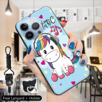 Volans เคสเคสสำหรับ Apple ไอโฟน15 Pro Max 15 15 Pro แหวนใส่นิ้วคล้องคอลายการ์ตูนน่ารักๆเคสนกฟลามิงโก้และม้ายูนิคอร์นแฟชั่นกันกระแทกเคสครอบโทรศัพท์ยางซิลิโคน